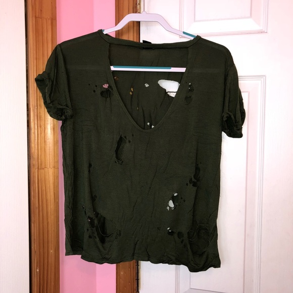 Distressed Ripped Cut Out Tee - Picture 4 of 7